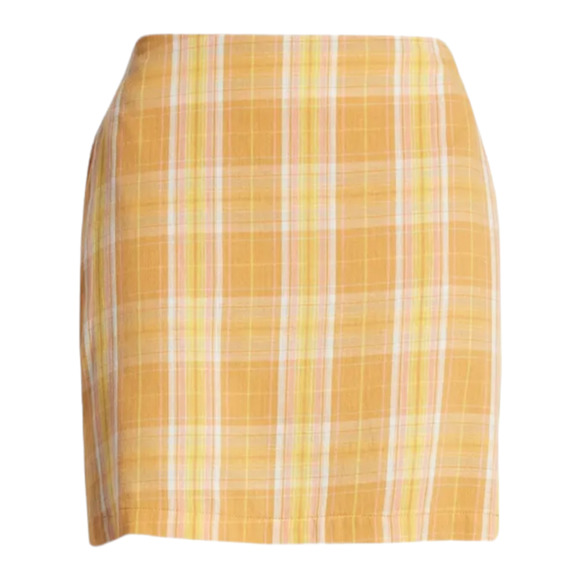 Lulus Skirt Womens Large Multi Plaid Orange Academia Anime School Girl Uwu NEW - Picture 2 of 12